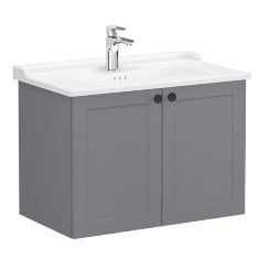 Vitra Root Classic 68724 Lavabo Dolabı, Kapaklı, 80 Cm, Mat Gri, Klasik Lavabolu